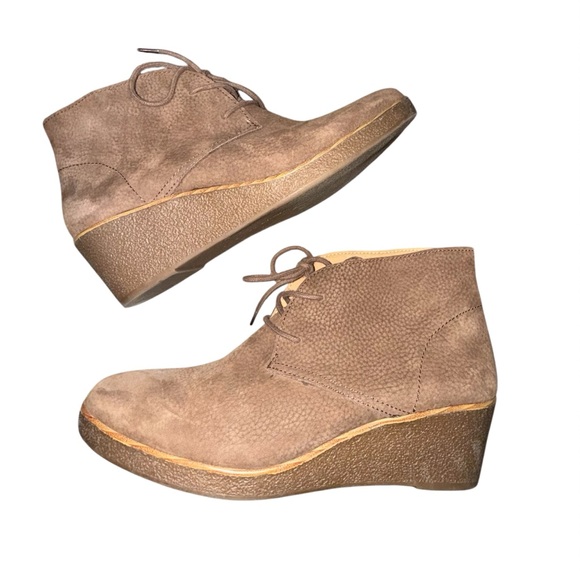 Lucky Brand Leather Wedge Ankle Boots Tan 7M - Picture 2 of 6